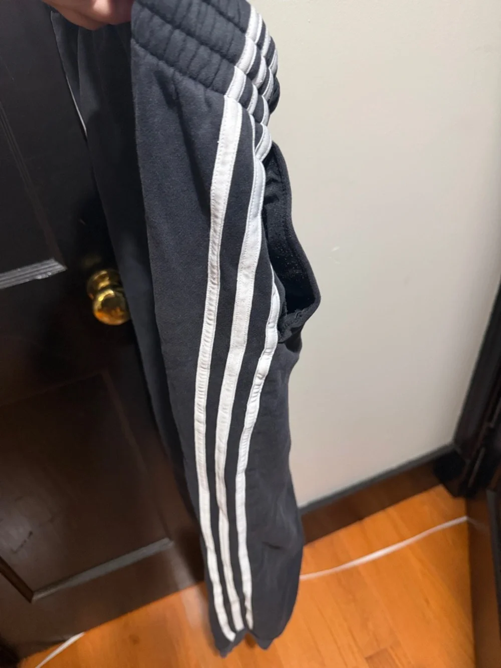 adidas Black Jogger Sweatpants with White Stripes